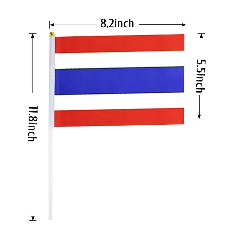 mflagperft Thailand Flag Thai Flag, Small Mini Handheld Thailand Flags on Stick, Ideal for Party Parades Sports Events Patriotic Festival Decorations - Image 3